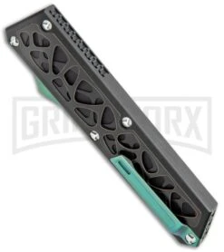 Vespa Knives Dark Star OTF Black W/Black Titanium Inlays - Satin Plain M390 -Best Knife Shop Vespa Knives Dark Star OTF Black Black Ti Inlays M390 GX 36171 jr side large