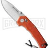 Willumsen Copenhagen Zero7 Orange GFN Cross Bar Knife - Stonewash Plain -Best Knife Shop Williumsen Copenhagen Zero7 Cross Bar Orange Satin BHQ 163656 jr large
