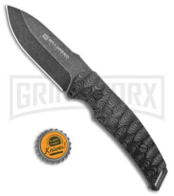 Willumsen Copenhagen Birddog Black/Gray Fixed Blade Knife - Stonewash Plain -Best Knife Shop Willumsen Copenhagen Birddog Fixed Blade Black Dark SW BHQ 163650 jr bottlecap large