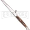 A.G.A. Campolin 12" Stag Horn Sicilian Ring Pull Automatic Knife - Bayonet -Best Knife Shop aga campolin sicilian ring pull stag large