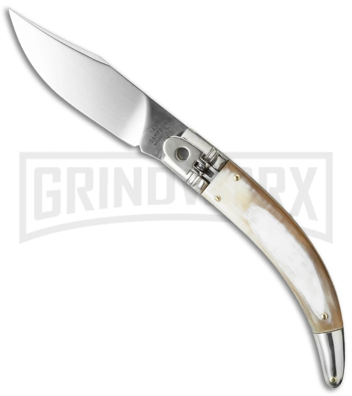 AGA Campolin Diana Honey Horn Lever Lock Automatic Knife - Satin Plain 3 AGA Campolin Diana Honey Horn Lever Lock Automatic Knife - Satin Plain