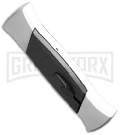 AKC 777 Blackfinger White/Black OTF Automatic Knife - Flat Grind Satin Plain 7 AKC 777 Blackfinger White/Black OTF Automatic Knife - Flat Grind Satin Plain -Best Knife Shop akc 777 white satin flat bottom cm large