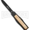 AKC Gravit-E Black/Wood Manual OTF Knife - Black Plain -Best Knife Shop akc black natural black large