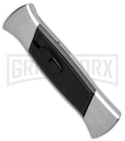 AKC 777 Blackfinger Brushed Aluminum OTF Automatic Knife - Flat Grind Satin -Best Knife Shop akc blackfinger brushed alum satl side large