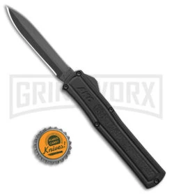 AKC F-20 Black D/A OTF Automatic Knife - Dagger Black Plain -Best Knife Shop akc f 20 da otf auto black aluminum black dagger BHQ 177898 jr bottlecap large