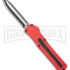 AKC F-20 Red D/A OTF Automatic Knife - Two Tone Plain -Best Knife Shop akc f 20 da otf auto black red aluminum tt dagger BHQ 177264 jr large