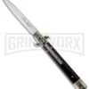 AKC 9" Leverletto Dark Horn Automatic Knife - Flat Grind 2 AKC 9" Leverletto Dark Horn Automatic Knife - Flat Grind -Best Knife Shop akc lever dark horn flat large