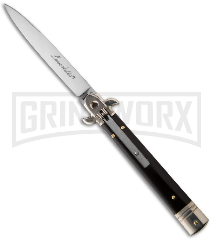 AKC 9" Leverletto Dark Horn Automatic Knife - Flat Grind 3 AKC 9" Leverletto Dark Horn Automatic Knife - Flat Grind