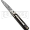 AKC Classic 6" Lever Lock Dark Horn Automatic Knife - Damascus Plain -Best Knife Shop akc mini ll dh dam large