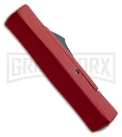 AKC Minion Concord Red OTF Automatic Knife - Flat Grind Polish Plain -Best Knife Shop akc minion red flat side large
