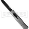 AKC 077 Gray OTF Automatic Knife - Black Flat -Best Knife Shop akc otf 077 black flat grey dl large
