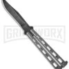 Bear And Son Knives 114 Silver Vein Balisong Butterfly Knife - Damascus Plain -Best Knife Shop bear cutlery 5 damascus silver vein butterfly 114d bhq 0892 jr large