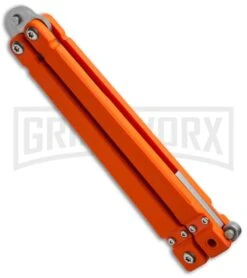 Bear OPS Bear Song II Orange Balisong Butterfly Knife - Satin Plain -Best Knife Shop bear ops b 201 or4 p 35005 cm side large