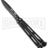 Bear OPS Bear Song IV Black Balisong Butterfly Knife - Black Plain 1 Bear OPS Bear Song IV Black Balisong Butterfly Knife - Black Plain -Best Knife Shop bear ops b 400 aibk b butterfly jm large