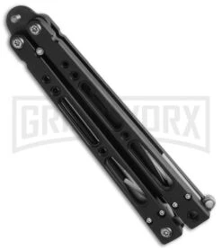 Bear OPS Bear Song IV Black Balisong Butterfly Knife - Black Plain -Best Knife Shop bear ops b 400 aibk b butterfly side jm large
