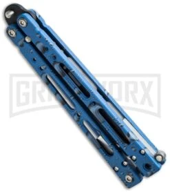 Bear OPS Bear Song IV Blue Raindrop Butterfly Knife - Black Plain 5 Bear OPS Bear Song IV Blue Raindrop Butterfly Knife - Black Plain -Best Knife Shop bear ops b 400 albd black blade side cm large