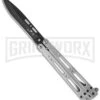 Bear OPS Bear Song IV Silver Balisong Butterfly Knife - Black Plain -Best Knife Shop bear ops b 400 b cm large