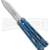 Bear OPS Bear Song IV Blue Raindrop Butterfly Knife - Satin Plain -Best Knife Shop bear ops b 450 aibd s 35021 large