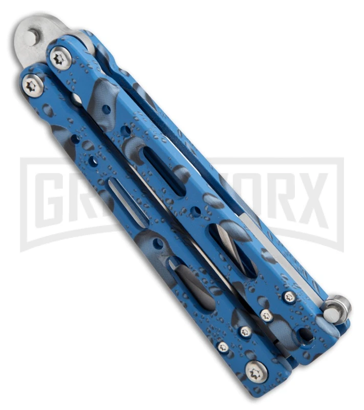 Bear OPS Bear Song IV Blue Raindrop Butterfly Knife - Satin Plain 4 Bear OPS Bear Song IV Blue Raindrop Butterfly Knife - Satin Plain - Image 2