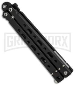 Bear OPS Bear-Song V Black Balisong Butterfly Knife - Black Plain -Best Knife Shop bear ops b 500 aibk b 35028 bottom cm large
