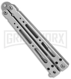 Bear OPS Bear Song IV Silver Tanto Butterfly Knife - Bead Blast Plain 6 Bear OPS Bear Song IV Silver Tanto Butterfly Knife - Bead Blast Plain -Best Knife Shop bear ops bear song tanto bb B 410 AP 35027 BHQ 37242 er side large