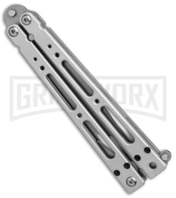 Bear OPS Bear Song IV Silver Tanto Butterfly Knife - Bead Blast Plain 3 Bear OPS Bear Song IV Silver Tanto Butterfly Knife - Bead Blast Plain - Image 2