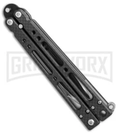 Bear OPS Bear Song IV Carbon Fiber Balisong Butterfly Knife - Black Plain -Best Knife Shop bear ops song IV cf black B 400 CF B BHQ 50069 er side large