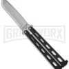 Bear And Son Knives 114AB Large Balisong Butterfly Knife - Bead Blast Tanto -Best Knife Shop bear son cutlery 5in black butterfly 114ab bhq 0886 jr large