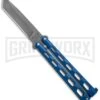 Bear And Son Knives 114 Blue Tanto Balisong Butterfly Knife - Bead Blast Plain -Best Knife Shop bearson 5in blue armour piercing 114abl BHQ 36651 jr large