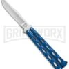 Bear And Son Knives 114 Blue Balisong Butterfly Knife - Satin Plain 4TH18 -Best Knife Shop bearson 5in blue satin 114bl BHQ 36771 jr large