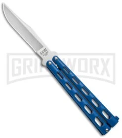 Bear And Son Knives 114 Blue Balisong Butterfly Knife - Satin Plain 4TH18