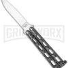 Benchmark Small Silver Speckle Balisong Butterfly Knife - Satin Plain -Best Knife Shop benchmark bm008 bhq 12775 jr large
