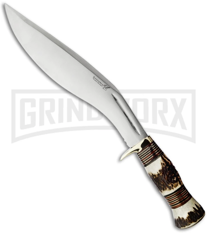 Blackjack Knives Kukri Stag Fixed Blade Knife - Satin Plain 3 Blackjack Knives Kukri Stag Fixed Blade Knife - Satin Plain