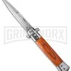 Milano 9" Stiletto Red Wood Automatic Knife - Bayonet