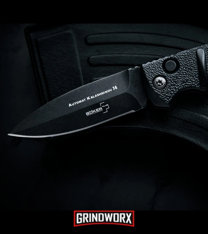 Boker Kalashnikov Black Automatic Knife - D2 Dagger Smokewash Plain 6 Boker Kalashnikov Black Automatic Knife - D2 Dagger Smokewash Plain - Image 4