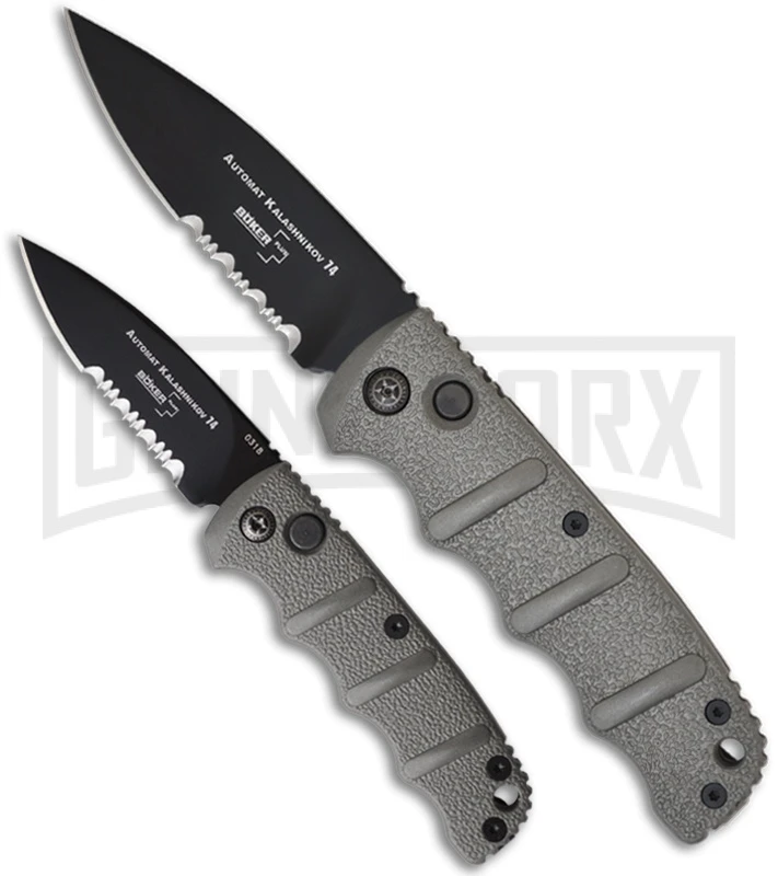 Boker Mini Kalashnikov Gray Automatic Knife - Black Serr 5 Boker Mini Kalashnikov Gray Automatic Knife - Black Serr - Image 3
