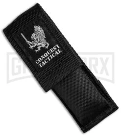 Conquest Tactical Fury Black D/A OTF Automatic Knife - Stonewash Plain -Best Knife Shop conquest tactical bk st sw sheath cm large