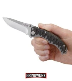 CRKT Drip Tighe Gray CF/G-10 Drop Point Outburst A/O Knife - Satin Plain -Best Knife Shop crkt drip tighe outburst 1190 BHQ 71235 dl large