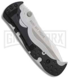CRKT Mini My Tighe Black/Grey Spring Assisted Knife - Satin Serr -Best Knife Shop crkt mini my tighe 1092 back large