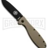 BRK Zancudo Desert Tan Folding Knife - Black Plain -Best Knife Shop esee zandudo brkr1dtb folder black tan large