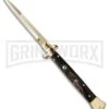 Frank B. 11" Italian Stiletto Dark Horn Automatic Knife - Gold Bayonet -Best Knife Shop fb 11 dh bayo gold jm large