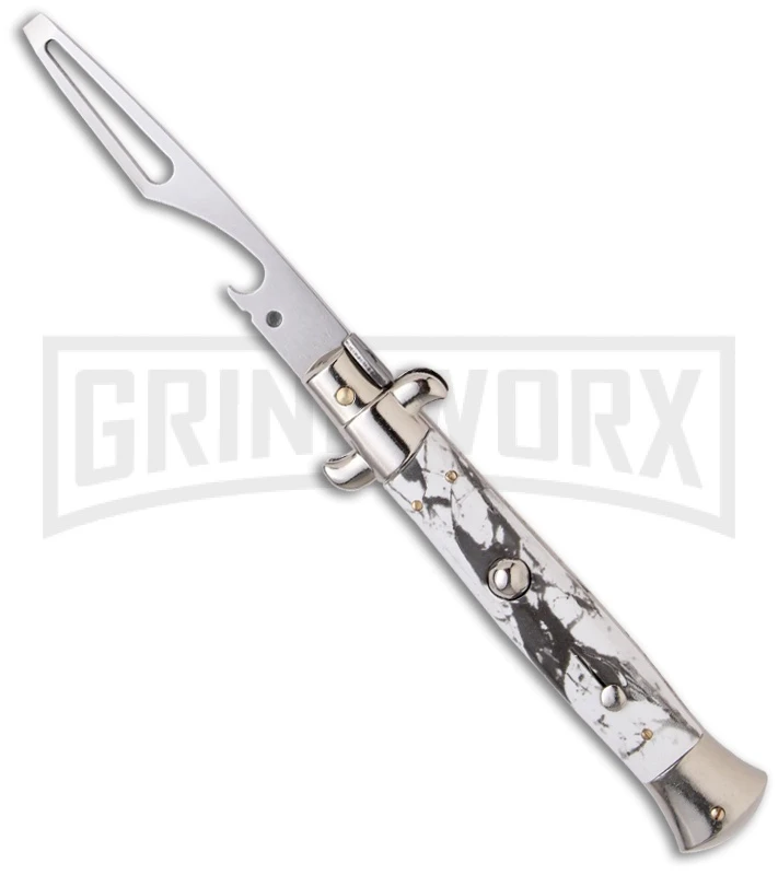 Frank B 8.5" Stiletto White Marble Automatic Bottle Opener 3 Frank B 8.5" Stiletto White Marble Automatic Bottle Opener