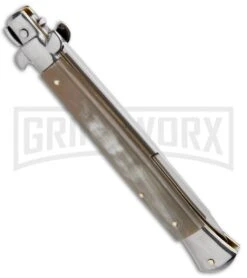 Frank B. 11" Italian Stiletto Honey Horn Automatic Knife - Bayonet -Best Knife Shop frank b number16 side large