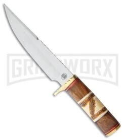 Frost Cutlery Chipaway Spirit Feather Bone/Wood Fixed Blade Knife - Satin Plain