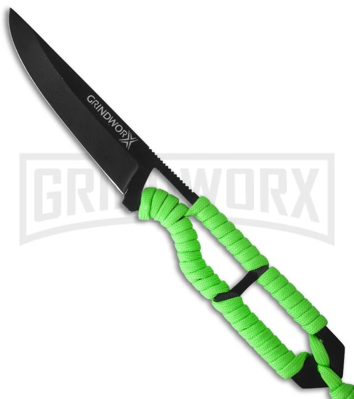Grindworx Knives Centigray Neck Knife Green Fixed Blade Knife - Black Plain 3 Grindworx Knives Centigray Neck Knife Green Fixed Blade Knife - Black Plain