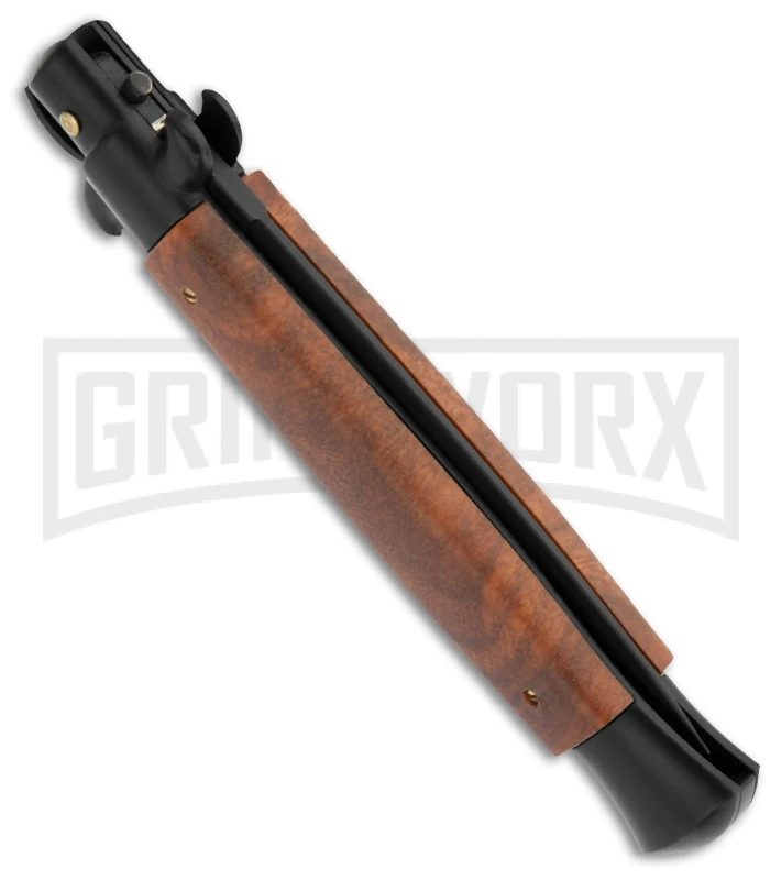 FRANK B. 9" Italian Stiletto Sim Briar Wood Tactical Automatic Knife - Dagger 4 FRANK B. 9" Italian Stiletto Sim Briar Wood Tactical Automatic Knife - Dagger - Image 2