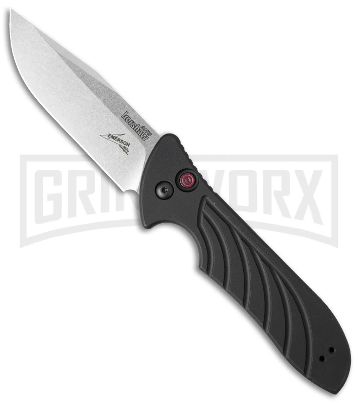 Kershaw Emerson Launch 5 Black Automatic Knife - Stonewash Plain 3 Kershaw Emerson Launch 5 Black Automatic Knife - Stonewash Plain