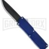 Lightning Blue D/A OTF Automatic Knife - Black Plain -Best Knife Shop lightning blue black plain large