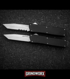 Lightning Black D/A Tanto OTF Automatic Knife - Tanto Satin -Best Knife Shop lightning oft tanto plain BP 18813 serr BP 18814 dl large