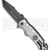 M-Tech USMC Semper Fi Tanto Gray Aluminum Spring Assisted Knife - Black Plain